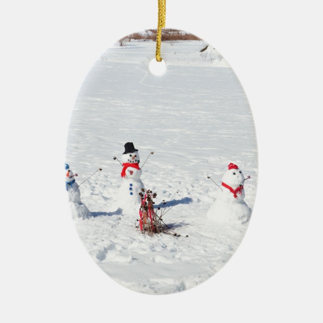 Décoration En Céramique Bonhommes de neige de Noël (Devant)