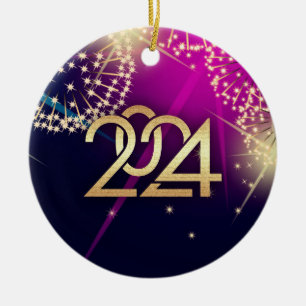 Décoration En Céramique Bonne année 2024. Feux