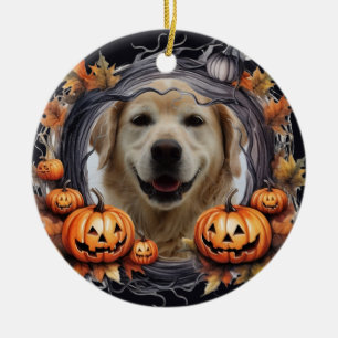 Décoration En Céramique Bonne couronne d'Halloween avec photo personnalisé
