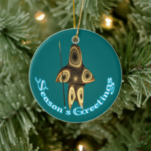 Décoration En Céramique Bonnes Fêtes - Chasseur inuit fragile