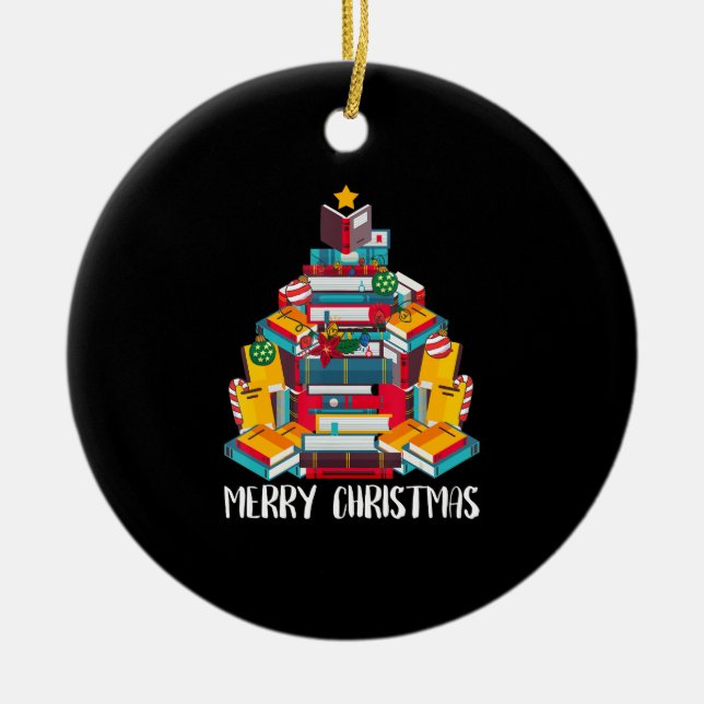 Décoration En Céramique book christmas tree librariff gireadreadgeage (Devant)