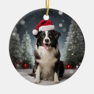 Décoration En Céramique Bordure Collie Chien Keepsaké de Noël