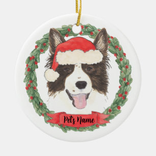 Décoration En Céramique Bordure personnalisée Collie Noël