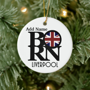 Décoration En Céramique BORN Liverpool England (UK Flag) Personnalisable