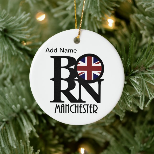 Décoration En Céramique BORN Manchester Angleterre Personnalisable (Arbre)