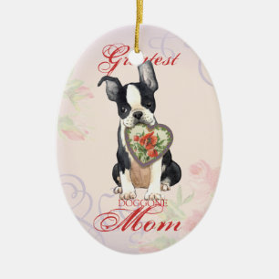 Décoration En Céramique Boston Terrier Heart Mom