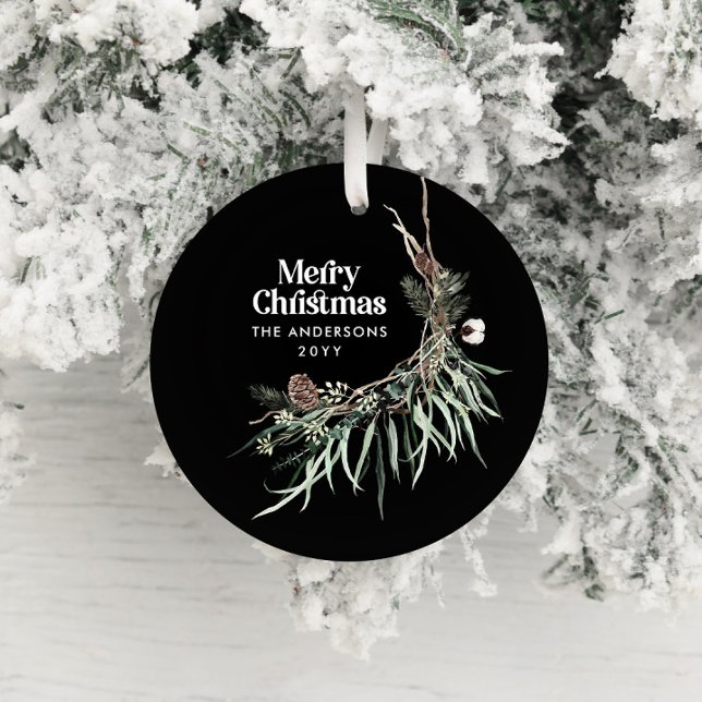 Décoration En Céramique Botanique d'aquarelle moderne noire (Créateur téléchargé)