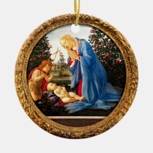 Décoration En Céramique Botticelli Madonna Adorant l'enfant avec John Bapt