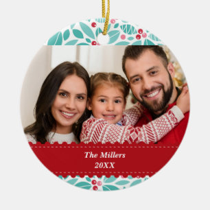 Décoration En Céramique Bouges de ruban rouge creux photo personnalisée