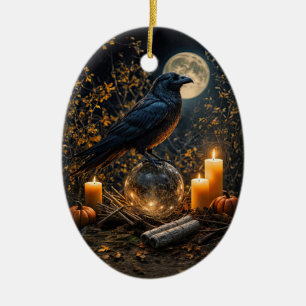 Décoration En Céramique Bougies Cristal de Corbeau Samhain Mystique Magiqu