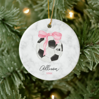 Décoration En Céramique Boule de soccer d'aquarelle avec boule coquette ro