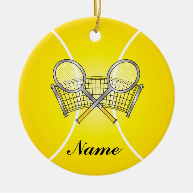 Décoration En Céramique Boule de Tennis Jaune Personnaliser (Devant)