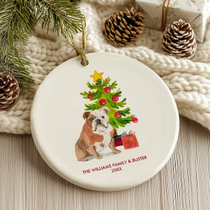 Décoration En Céramique Bouledogue Anglais Noël Personnalisé