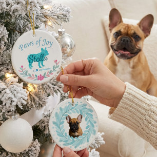 Décoration En Céramique Bouledogue Français Bleu Pastel Raffiné Personna
