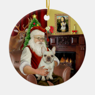 Décoration En Céramique Bouledogue français de Noël 1