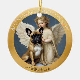 Décoration En Céramique Bouledogue français fauve ange personnalisé