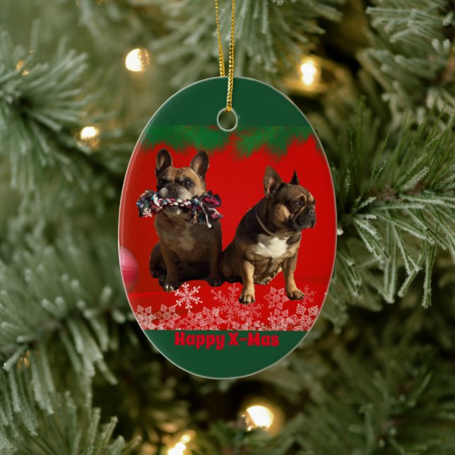 Décoration En Céramique Bouledogue français Joyeux Noël Bouledogue (Arbre)