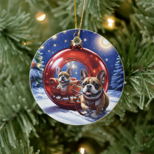 Décoration En Céramique Bouledogue français Noël French Bulldog