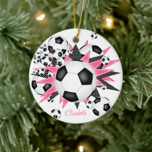 Décoration En Céramique boules de football avec rose noir étoiles filles g