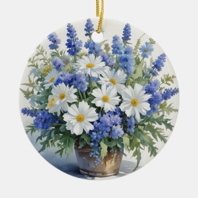 Décoration En Céramique Bouquet de fleurs Elégante aquarelle (Devant)