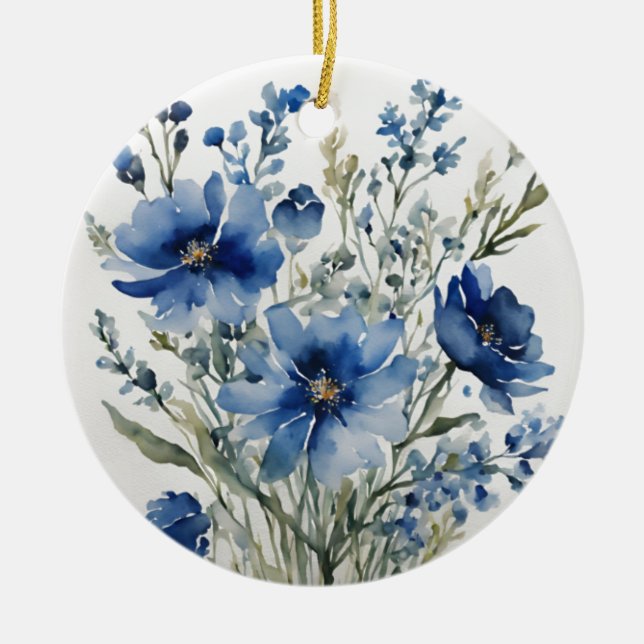 Décoration En Céramique Bouquet de fleurs Elégante aquarelle (Devant)
