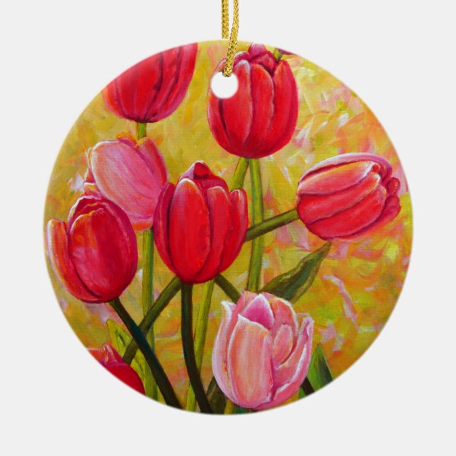 Décoration En Céramique Bouquet de tulipe rose et rouge (Devant)