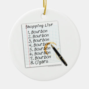 DÉCORATION EN CÉRAMIQUE BOURBON SHOPPPING LIST COCKTAIL HUMOUR