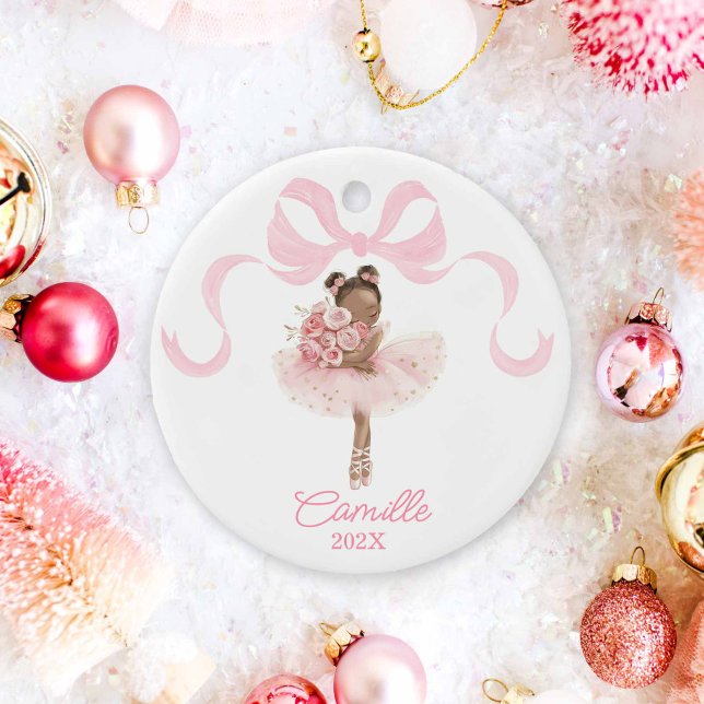 Décoration En Céramique Bouteille de Noël rose Ballerina (Pink Ballerina Christmas Ornament)