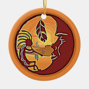 Décoration En Céramique Bouton paysage - Plume de lune Kokopelli 1