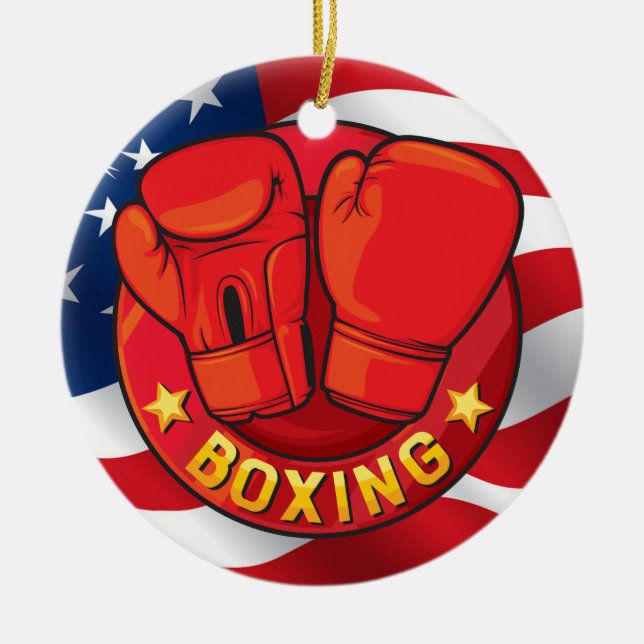 Décoration En Céramique Boxe Ornament USA (Devant)