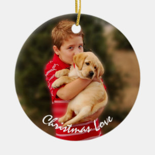 Décoration En Céramique Boy & New Puppy pour Noël