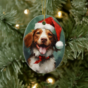 Décoration En Céramique Bracelet de Noël pour chien breton