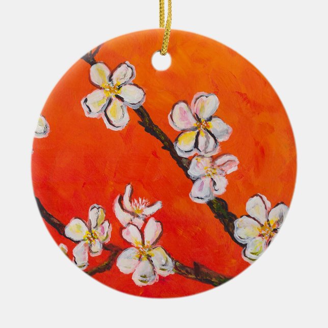 Décoration En Céramique Branche en floraison blanche (Devant)