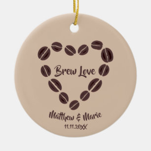 Décoration En Céramique Brew Love Coffee Bean Heart