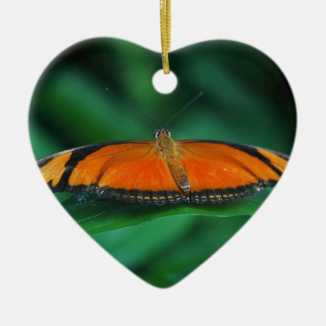 Décoration En Céramique Bright Orange and Black Butterfly on Leaf (Devant)