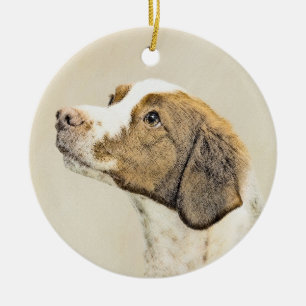 Décoration En Céramique Brittany Paining - Un joli art original de chien