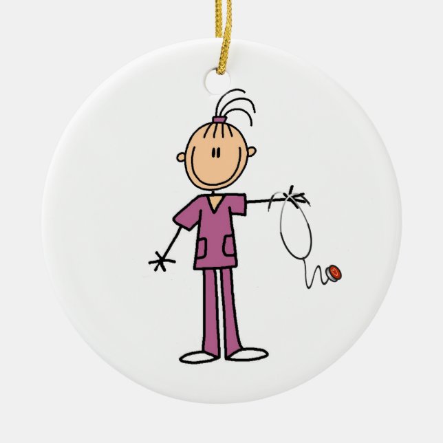 Décoration En Céramique Brunette Stick Figure Nurse (Devant)