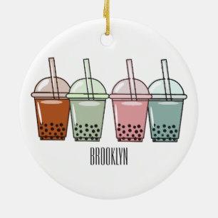 Décoration En Céramique Bubble tea cartoon illustration
