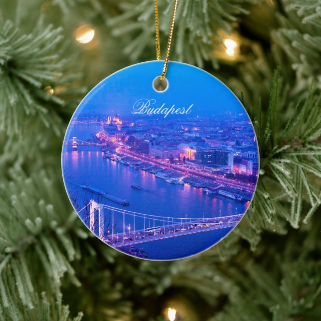 Décoration En Céramique Budapest Hongrie par nuit (Arbre)