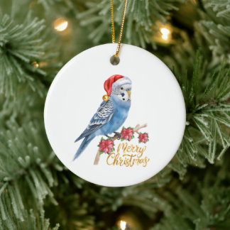 Décoration En Céramique Budgie Christmas