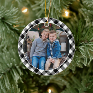 Décoration En Céramique Buffalo noir et blanc Plaid Family Photo