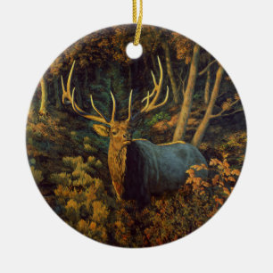 Décoration En Céramique Bull Elk dans la forêt d'automne