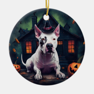 Décoration En Céramique Bull Terrier Citrouilles Halloween Épouvantable
