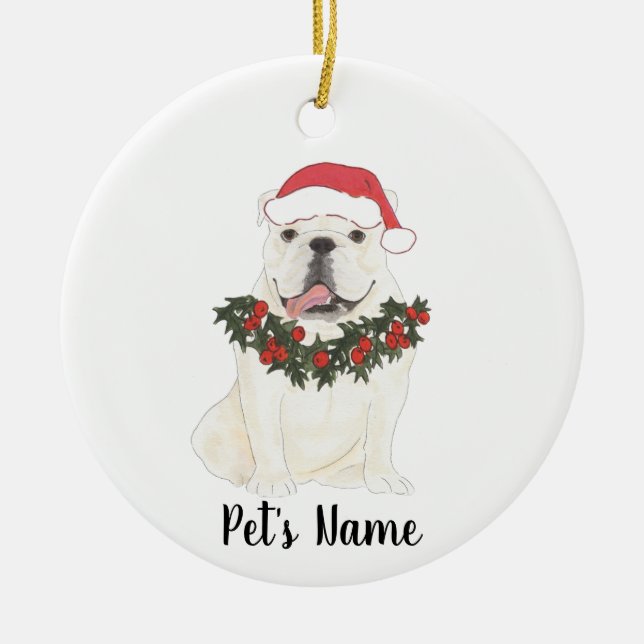 Décoration En Céramique Bulldog anglais personnalisé (blanc) (Devant)