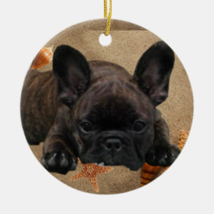 Décoration En Céramique Bulldog Sapin de Noël