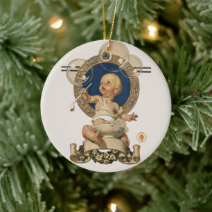 Décoration En Céramique Bulles de bébé vintage par J.C. Leyendecker Nurser