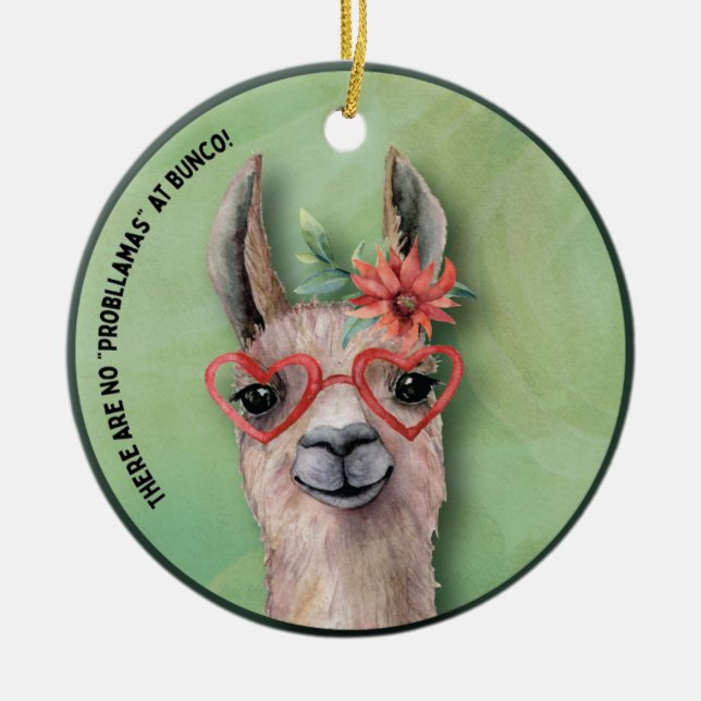 Décoration En Céramique Bunco Funny Noël Llama (Devant)