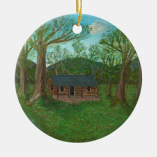 Décoration En Céramique Cabine et arbres de rondin