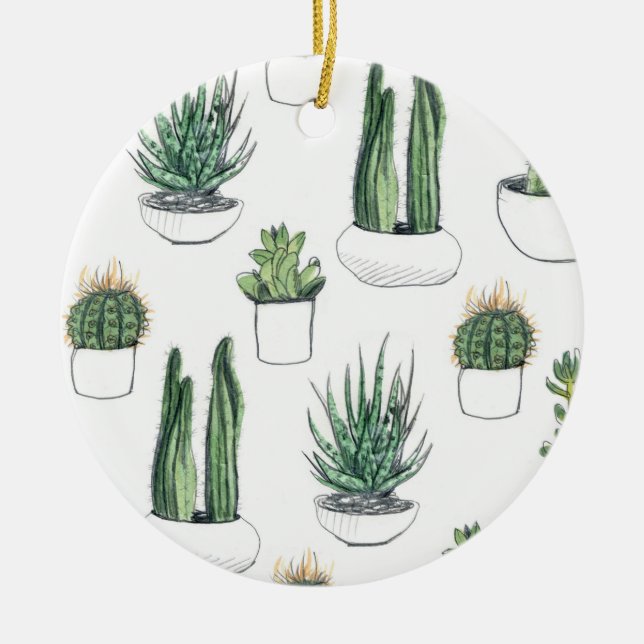 Décoration En Céramique Cactus pour aquarelle et Succulent (Devant)