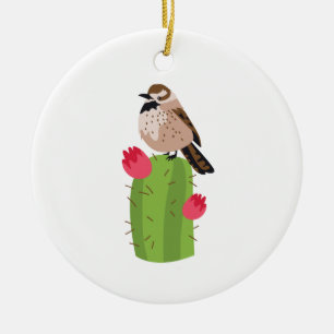 Décoration En Céramique Cactus Wren